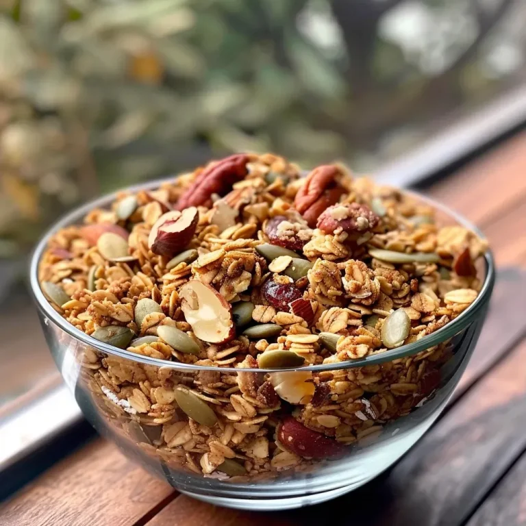 ['Close-up side view of cozy pumpkin spice granola in a bowl.', 'Crunchy pumpkin spice granola with nuts and cranberries displayed in a dish.', 'Tasty pumpkin spice granola featuring oats and pumpkin seeds, captured from the side.', 'A vibrant mix of pumpkin spice granola showcasing oats and nuts, photographed closely.']