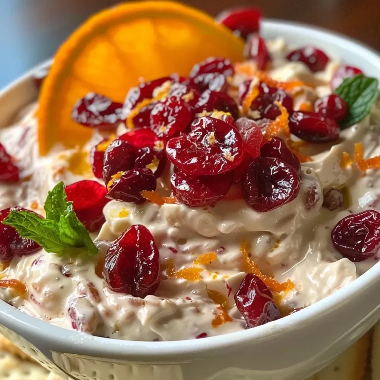 ['Close-up view of a creamy dip with cranberries and orange zest.', 'Side view of a cranberry orange cream cheese dip served with crackers.', 'Colorful dip featuring dried cranberries and orange on a white plate.', 'Creamy dip garnished with mint and served in a bowl with crackers.']