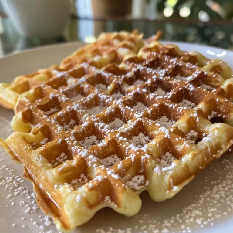 ['Close-up view of a golden waffle topped with butter and syrup.', 'Side view of a fluffy waffle with a shiny syrup glaze.', 'Delicious waffle with a light dusting of powdered sugar and berries.', 'Detailed shot of a fresh waffle stacked and drizzled with maple syrup.']
