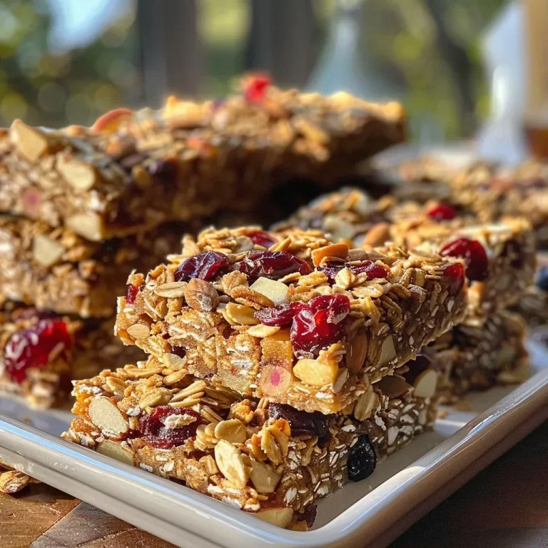 ['Close-up side view of a delicious Fall Harvest Snack Bar with visible oats and cranberries.', 'Side view of a chewy snack bar featuring chunks of dried apples and cranberries.', 'Detailed close-up of a Fall Harvest Snack Bar showcasing its textured ingredients and golden color.', 'Juicy snack bar from the side, highlighting the oatmeal and pumpkin puree mixture.']