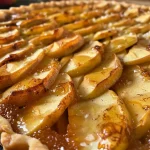 ['Close-up of a golden-brown French Apple Tart, showcasing juicy apple slices.', 'Side view of a flaky French Apple Tart filled with baked apples and a glossy glaze.', 'Detailed image of a French Apple Tart, highlighting the crust and cinnamon-dusted apples.', 'Close-up of a French Apple Tart showing rich caramelized apples atop a buttery crust.']