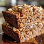 ['Close-up of a slice of healthy apple bread with whole wheat and honey, showcasing the texture and apple pieces.', 'Side view of a freshly baked apple bread loaf, highlighting its golden crust and moist interior with apple shavings.', 'Juicy apple bread displayed on a wooden board, featuring whole wheat ingredients and a honey drizzle.', 'A slice of healthy apple bread revealing its soft, spongy texture filled with grated apples and spices.']