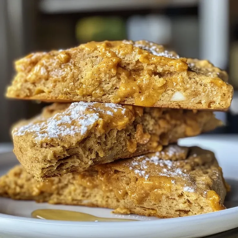 ['Close-up view of high protein pumpkin scones with a golden-brown crust.', 'Side view of moist pumpkin scones showcasing a tender texture.', 'Delicious pumpkin scones topped with powdered sugar on a plate.', 'A delicious stack of high protein pumpkin scones with cottage cheese.']