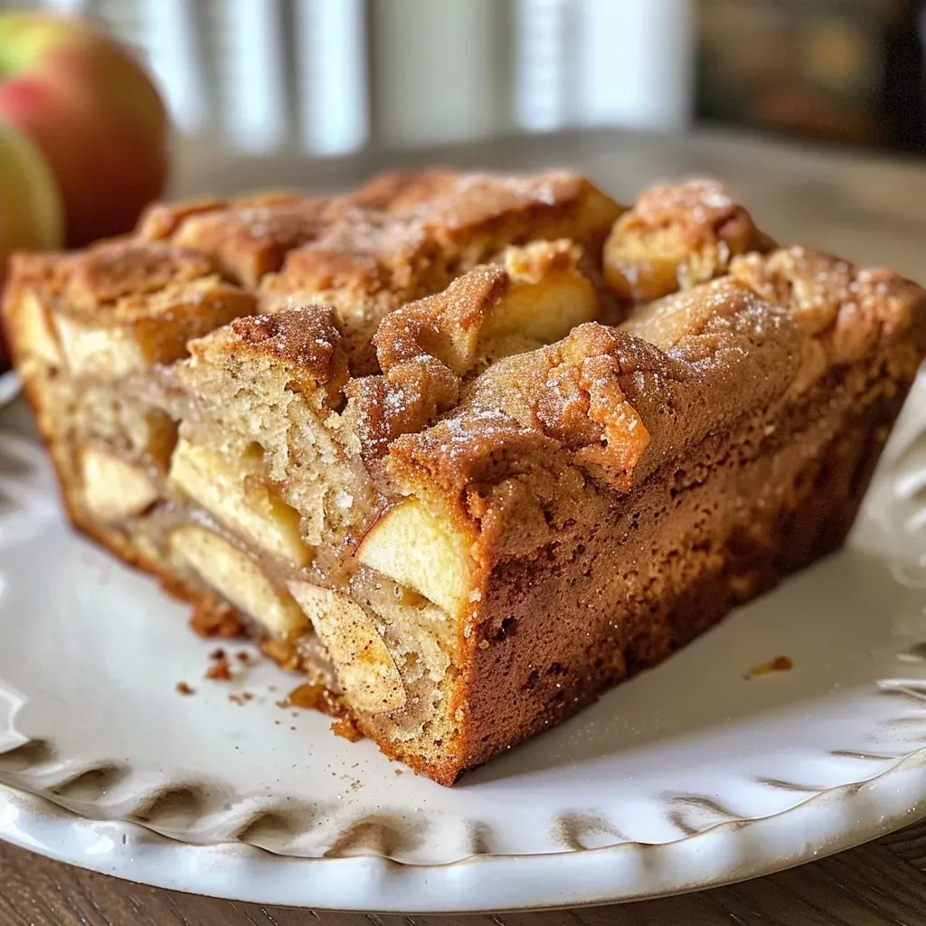 ['Close-up of a sliced Honeycrisp Apple Bread with visible apple chunks and a golden-brown crust.', 'Side view of Honeycrisp Apple Bread highlighting its moist texture and sweet apple pieces.', 'Juicy Honeycrisp Apple Bread sitting on a wooden cutting board, showcasing its soft interior.', 'Detailed view of Honeycrisp Apple Bread with a sprinkle of cinnamon on top and chopped apples inside.']