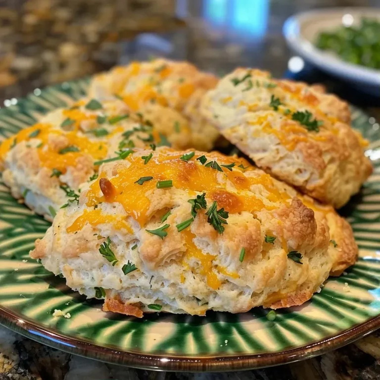 ['A side view of freshly baked Irish Cheddar and Herb Scones with a golden crust and a fluffy interior.', 'Close-up shot of a delicious scone showing bits of cheddar cheese and green herbs peeking through.', 'A delectable Irish Cheddar scone cut in half, highlighting its soft texture and cheese chunks.', 'An appetizing view of scones topped with shredded cheddar, set against a rustic wooden background.']