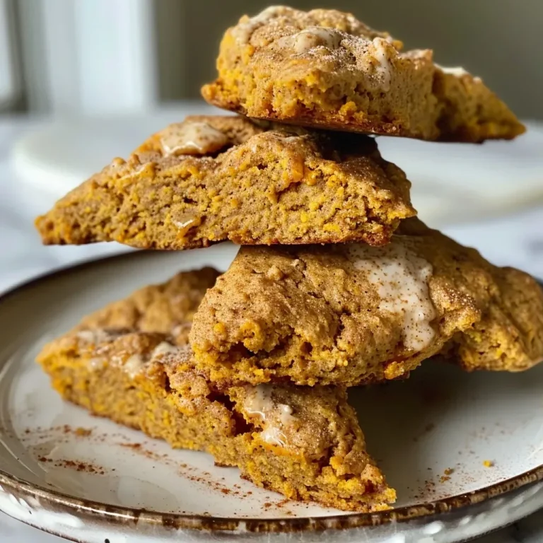 ['Close-up of a golden-brown pumpkin spice scone with a crumbly texture.', 'Side view of a fluffy low carb pumpkin spice scone with pumpkin and spices.', 'High-resolution image of a gluten-free pumpkin spice scone with a rich, warm color.', 'Textured surface of a delicious pumpkin spice scone with a light glaze.']