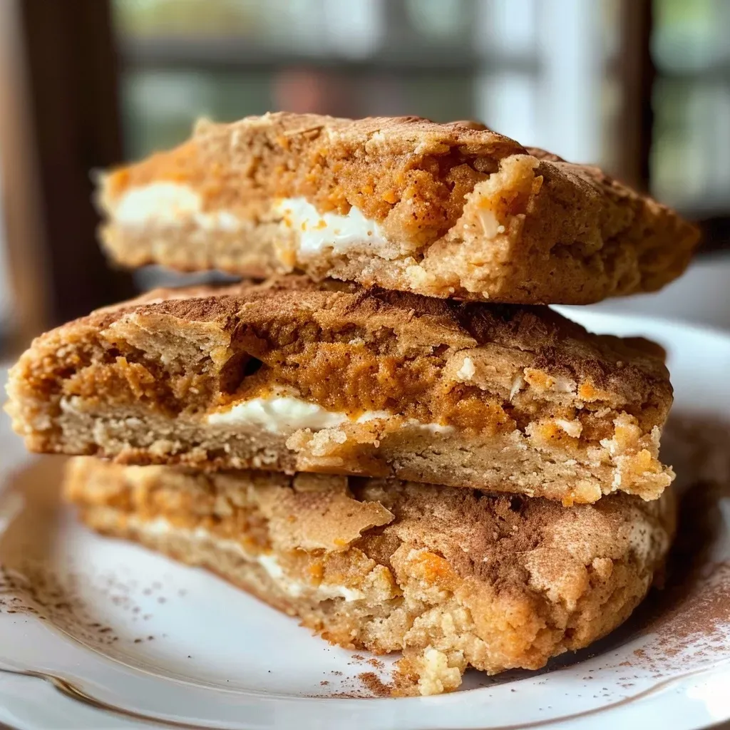 ['Close-up of a golden-brown pumpkin spice scone with a crumbly texture.', 'Side view of a fluffy low carb pumpkin spice scone with pumpkin and spices.', 'High-resolution image of a gluten-free pumpkin spice scone with a rich, warm color.', 'Textured surface of a delicious pumpkin spice scone with a light glaze.']