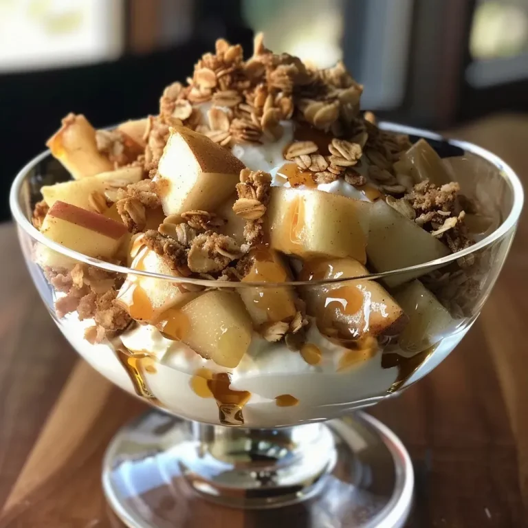 ['Side view of a layered Maple Apple Yogurt Parfait in a glass, showcasing apples and yogurt.', 'Close-up image of a yogurt parfait with maple and apple layers, topped with granola.', 'Delicious Maple Apple Yogurt Parfait in a clear cup, displaying fresh apples and yogurt.', 'A scrumptious yogurt parfait containing chopped apples, granola, and maple syrup, seen from the side.']