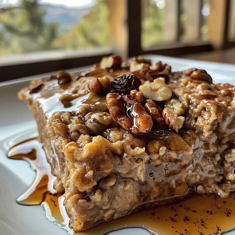 ['Close-up side view of Maple Walnut Oatmeal Bake with golden-brown crust and visible walnuts.', 'Delicious Maple Walnut Oatmeal Bake presented in a baking dish, showcasing its texture and ingredients.', 'Side angle of Maple Walnut Oatmeal Bake, highlighting the oats and nuts, with a drizzle of maple syrup.', 'Textured surface of Maple Walnut Oatmeal Bake, featuring walnuts and a warm golden hue.']