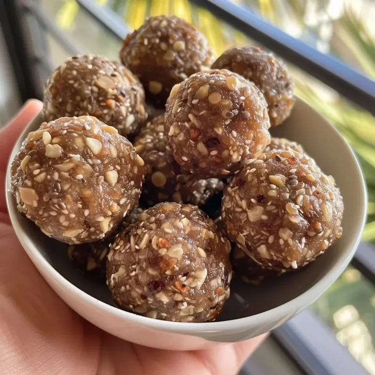 ['Close-up of No Bake Vanilla Fig Protein Balls topped with nuts.', 'Side view of juicy protein balls made with figs and nuts.', 'Textured surface of vanilla protein balls featuring almonds and walnuts.', 'A delicious arrangement of no-bake fig protein balls on a plate.']
