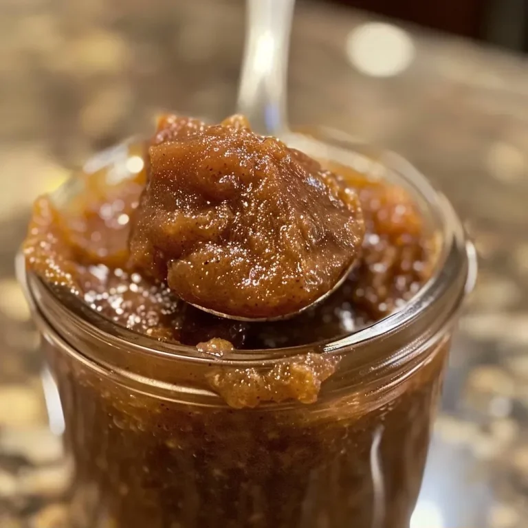 ['Close-up of a jar of No Sugar Apple Butter with rich, smooth texture.', 'Side view of apple butter in a jar, showcasing its thick consistency and warm color.', 'Detailed shot of creamy No Sugar Apple Butter, emphasizing its homemade appearance.', 'Close view of lush, brown apple butter with visible spice flecks in a glass jar.']