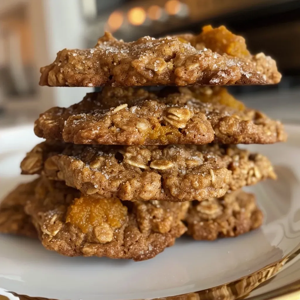 Close-up view of freshly baked Oatmeal Butternut Squash Cookies with a soft texture.