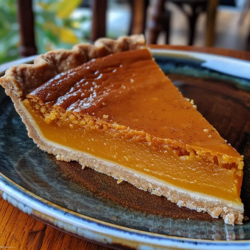 ['Close-up of a sliced Pumpkin and spiced caramel tart revealing a creamy filling.', 'Side view of a delicious Pumpkin and caramel tart showcasing a golden crust.', 'Juicy Pumpkin tart with swirls of caramel and spices, detailed texture visible.', 'A rich Pumpkin tart with spiced caramel, highlighting the vibrant filling and crust.']