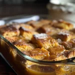 ['Close-up of a slice of pumpkin bread pudding with visible chunks of bread and creamy texture.', 'Side view of pumpkin bread pudding, highlighting its rich, golden-brown color and creamy top.', 'A delicious serving of pumpkin bread pudding showing its moist layers and warm spices.', 'Slice of pumpkin bread pudding topped with whipped cream, showcasing its soft and inviting interior.']