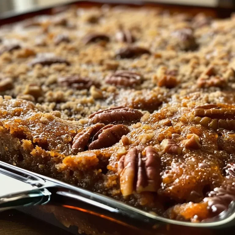 ['Close-up side view of a slice of Pumpkin Pecan Cobbler topped with chopped pecans.', 'A delicious piece of Pumpkin Pecan Cobbler displayed with a golden crust and warm filling.', 'Side angle of Pumpkin Pecan Cobbler showing its rich texture and nutty topping.', 'Slice of Pumpkin Pecan Cobbler showcasing a thick layer of pumpkin filling and pecan topping.']