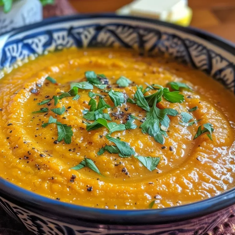 ['A close-up view of a bowl of roasted pumpkin soup with garnishes.', 'A side view of creamy roasted pumpkin soup in a rustic bowl.', 'Thick, vibrant orange roasted pumpkin soup with a dollop of yogurt on top.', 'A delicious bowl of roasted pumpkin soup surrounded by fresh ingredients.']