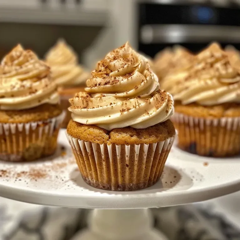 ['Close-up view of spice cake cupcakes with creamy frosting on top.', 'Side view of delicious spice cake cupcakes showcasing their texture and frosting.', 'Detailed close-up of spice cake cupcakes, highlighting the spices and creamy glaze.', 'A tempting side perspective of spice cake cupcakes with a rich frosting.']