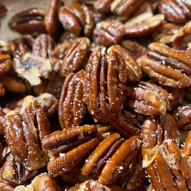 ['Close-up of golden brown toasted pecans arranged neatly on a wooden surface.', 'Side view of crispy, toasted pecans with a glossy sheen on a rustic backdrop.', 'A handful of perfectly roasted pecans displaying a rich, caramelized color.', 'Detailed view of freshly toasted pecans glistening under soft natural light.']