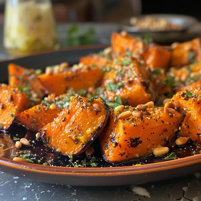 ['A vibrant close-up of roasted pumpkin slices topped with a creamy lemon yogurt sauce and sprinkled with pine nuts.', 'A side view of roasted pumpkin adorned with fresh coriander and a drizzle of yogurt sauce, showcasing its golden color.', 'Juicy roasted pumpkin pieces with a side of lemon yogurt sauce and pine nuts, highlighting textures and colors.', 'An appetizing arrangement of roasted pumpkin with creamy yogurt and nuts, emphasizing a delicious meal presentation.']