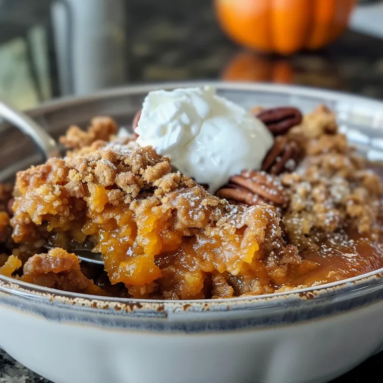 ['Close-up view of a delicious pumpkin cobbler topped with pecans and a golden crust.', 'Side view of a warm pumpkin cobbler, featuring rich pumpkin filling and a sprinkle of cinnamon.', 'Juicy pumpkin cobbler served in a dish, showcasing a gooey texture and nutty topping.', 'Appetizing slice of pumpkin cobbler with a crispy top, highlighting its homemade appeal.']
