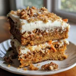 ['Close-up view of a moist and vibrant carrot cake topped with a light dusting of powdered sugar.', 'Side view of a healthy carrot cake showcasing its layers and texture with grated carrots visible.', 'Juicy carrot cake slice revealing ingredients like walnuts and dates, served on a white plate.', 'Delicious carrot cake with a golden-brown crust, garnished with a sprinkle of powdered sugar.']