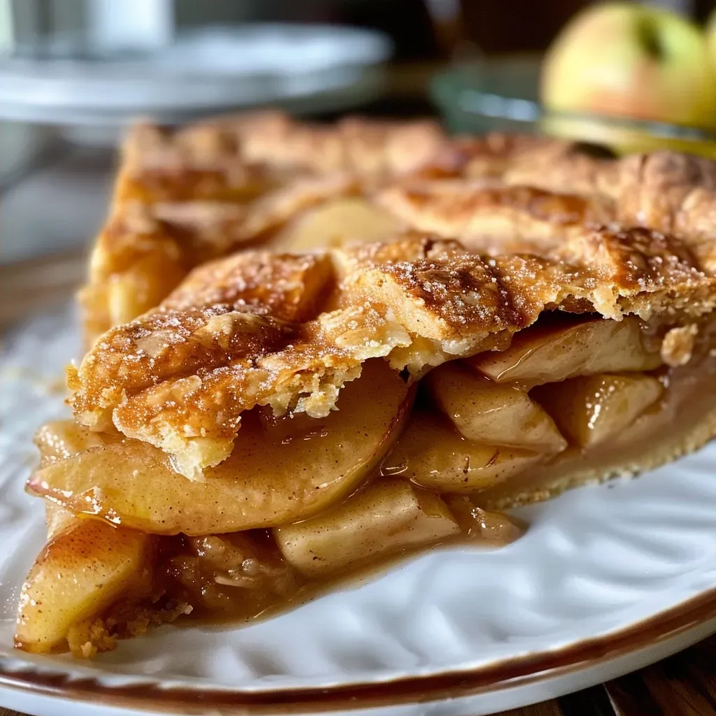 Close-up of a beautifully baked Almond Flour Apple Pie showcasing its flaky crust and apple filling.