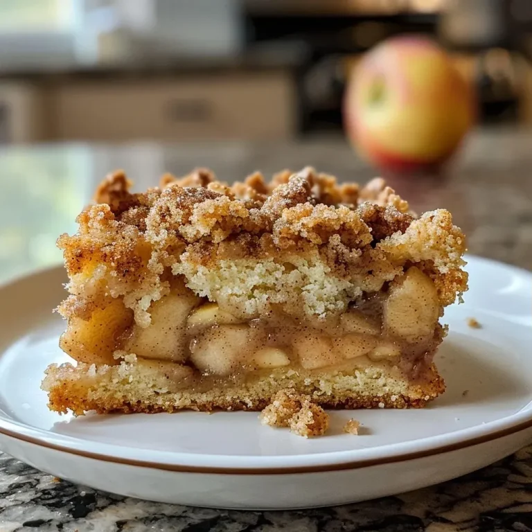 ['Close-up side view of a moist apple cinnamon crumb cake with a crumbly topping.', 'Juicy slices of apple cinnamon crumb cake, showcasing a crunchy crumb top and apple pieces.', 'Detailed view of a freshly baked apple cinnamon cake, highlighting the texture and spices.', 'Side angle photo of a delicious apple cinnamon crumb cake topped with crumbly streusel.']