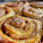 ['Close-up side view of warm, gooey apple cinnamon rolls drizzled with icing.', 'Juicy apple cinnamon rolls topped with cream cheese frosting on a rustic wooden surface.', 'Fluffy cinnamon rolls filled with diced Gala apples, showing layers and texture.', 'Freshly baked apple cinnamon rolls with a golden-brown crust and soft interior.']