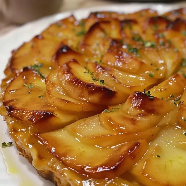 ['Close-up of a golden brown apple tarte Tatin topped with a scoop of vanilla ice cream.', 'Side view of a luscious apple tarte Tatin, served with creamy vanilla ice cream and apple purée.', 'A slice of apple tarte Tatin featuring caramelized apples and a dollop of vanilla ice cream.', 'Juicy apple tarte Tatin on a plate, accompanied by velvety apple purée and vanilla ice cream.']
