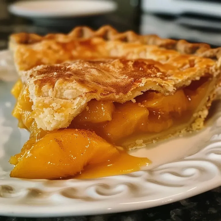 ['A close-up view of a slice of canned peach pie with a golden crust and juicy peach filling.', 'Side view of a delicious canned peach pie, highlighting its flaky crust and sweet peach interior.', 'A detailed shot of a canned peach pie, showcasing the vibrant peach slices and buttery crust.', 'Close-up of a freshly baked canned peach pie, with glistening fruit filling and a crisp, golden crust.']