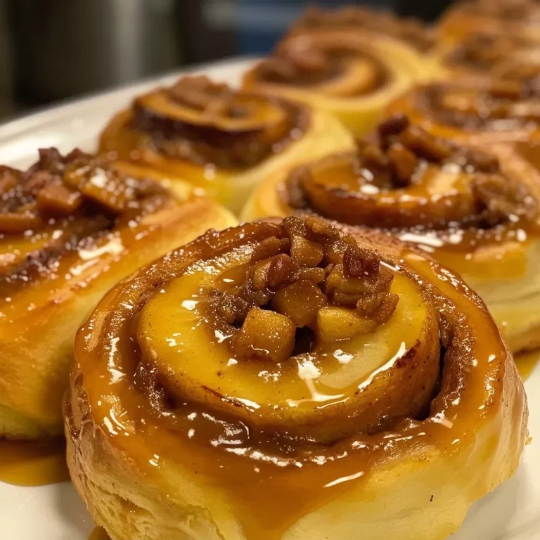['Close-up view of caramel apple cinnamon rolls with a glossy caramel drizzle.', 'Side view of freshly baked cinnamon rolls topped with caramel and diced apples.', 'Juicy caramel apple cinnamon rolls showing layers and rich toppings.', 'Deliciously gooey cinnamon rolls with caramel sauce and apple pieces on a plate.']
