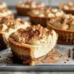 ['Close-up side view of Chai Spiced Cheesecake Tarts with a crumbly crust.', 'Delicious Chai Spiced Cheesecake Tarts featuring a creamy filling and spiced dusting.', 'Side view of decadent Chai Spiced Cheesecake Tarts showcasing their layered texture.', 'Tantalizing Chai Spiced Cheesecake Tarts with a golden crust and rich filling.']