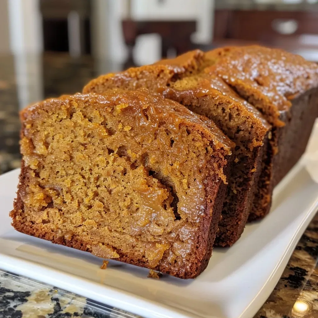['A side view of Cinnamon Maple Butternut Squash Bread showcasing its moist texture.', 'Close-up of a loaf of Cinnamon Maple Butternut Squash Bread with a golden crust.', 'Sliced Cinnamon Maple Butternut Squash Bread revealing a rich, orange interior.', 'A vibrant slice of Cinnamon Maple Butternut Squash Bread on a wooden cutting board.']