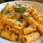 ['A close-up side view of creamy pumpkin pasta topped with Parmesan cheese and fresh spinach.', 'A delicious bowl of creamy pumpkin pasta featuring penne, visible garlic, and a rich sauce.', 'Close-up image of creamy pumpkin pasta highlighting the vibrant orange sauce and herbs.', 'Side view of a creamy pumpkin pasta dish garnished with grated cheese and baby spinach.']