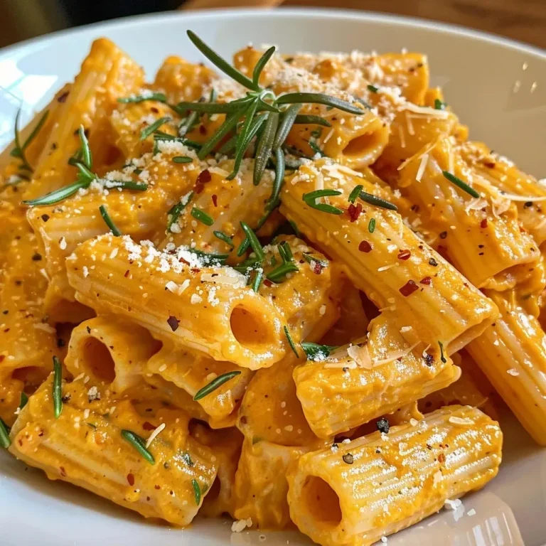 ['A close-up side view of creamy pumpkin pasta topped with Parmesan cheese and fresh spinach.', 'A delicious bowl of creamy pumpkin pasta featuring penne, visible garlic, and a rich sauce.', 'Close-up image of creamy pumpkin pasta highlighting the vibrant orange sauce and herbs.', 'Side view of a creamy pumpkin pasta dish garnished with grated cheese and baby spinach.']