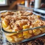 ['Close-up view of a freshly baked apple cobbler, golden and bubbling on the edges with a sprinkle of cinnamon.', 'Side view of a delicious apple cobbler with a flaky topping and warm apple filling visible underneath.', 'Juicy apple cobbler served in a dish, showing a crisp topping and inviting apple slices peeking through.', 'Freshly made apple cobbler sitting on a rustic table, with chunks of apples and a dusting of sugar on top.']