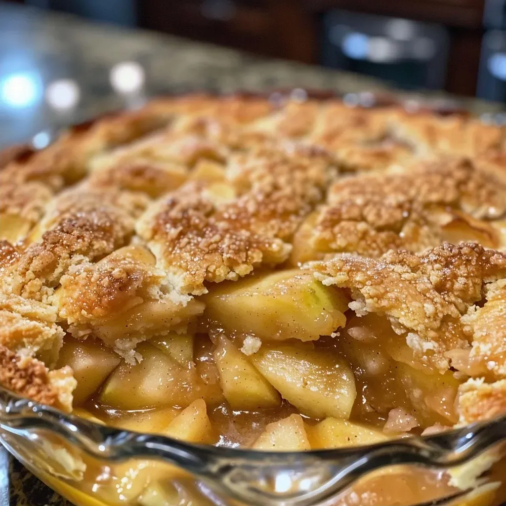['Close-up view of a freshly baked apple cobbler, golden and bubbling on the edges with a sprinkle of cinnamon.', 'Side view of a delicious apple cobbler with a flaky topping and warm apple filling visible underneath.', 'Juicy apple cobbler served in a dish, showing a crisp topping and inviting apple slices peeking through.', 'Freshly made apple cobbler sitting on a rustic table, with chunks of apples and a dusting of sugar on top.']