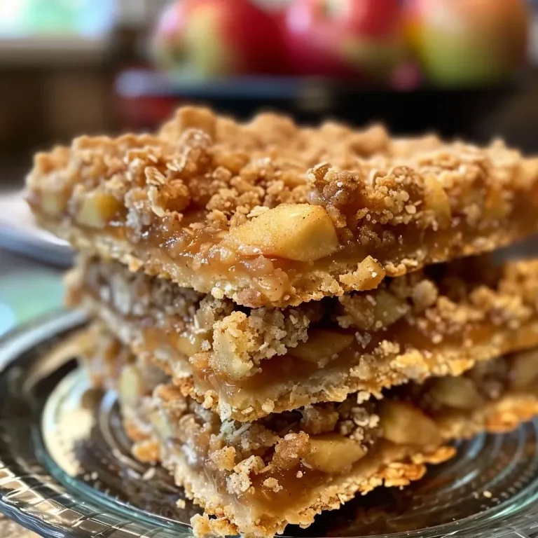 ['Close-up view of Easy Apple Crisp Bars with a golden topping and fresh apple slices.', 'Side angle photo of baked apple crisp bars showcasing a crunchy topping and juicy apple filling.', 'Detailed shot of Easy Apple Crisp Bars revealing layers of apples and brown sugar crust.', 'Appetizing image of apple crisp bars with a crumbly topping, highlighting their deliciousness.']