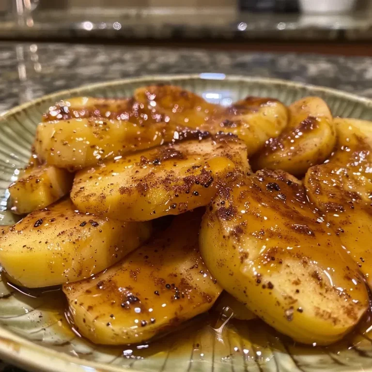 ['Close-up view of chopped apples coated with cinnamon and syrup.', 'Juicy cinnamon apples in a bowl, showing texture and ingredients.', 'Side view of shiny, caramelized apples sprinkled with cinnamon.', 'Glazed apples with a hint of cinnamon and butter, ready to serve.']