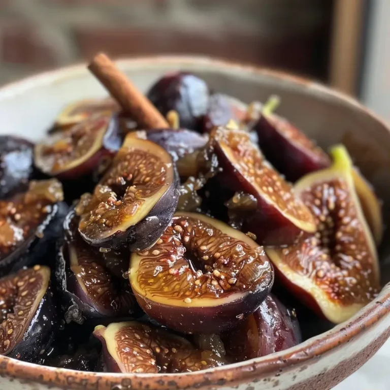['Close-up of a bowl filled with fresh fig compote, showcasing juicy figs and spices.', 'Side view of fig compote with whole figs, glistening with syrup, in a white bowl.', 'Detailed image of homemade fig compote, highlighting the chunks of figs and a cinnamon stick.', 'Rich, glossy fig compote in a serving dish, with fresh ingredients displayed around it.']