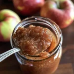 ['Close-up shot of healthy apple butter in a glass jar with fresh apples and cinnamon sticks nearby.', 'Side view of a creamy apple butter spread on toasted bread, with a bright kitchen background.', 'Healthy apple butter displayed in a bowl, garnished with a sprinkle of cinnamon and apple slices.', 'Image of apple butter made from fresh ingredients, showing the texture and richness of the spread.']