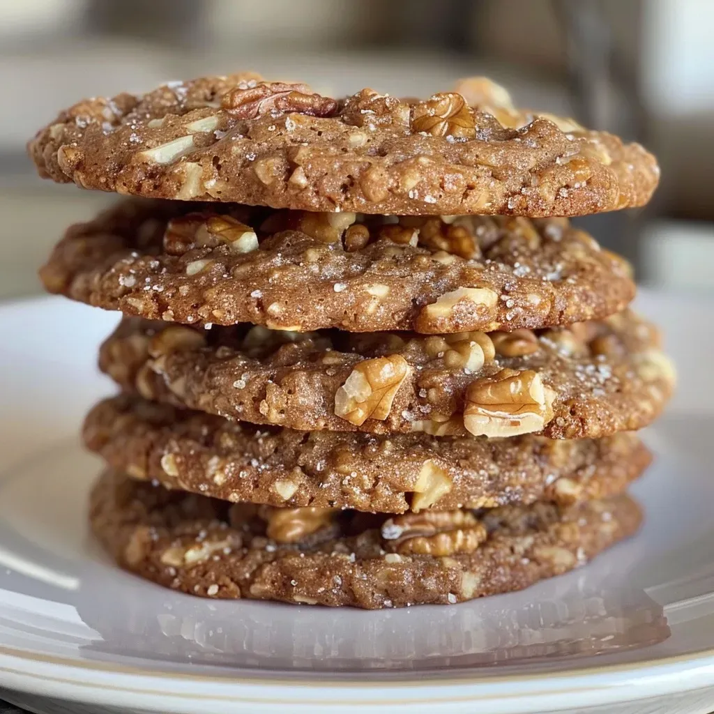 ['Close-up view of healthy maple walnut cookies with a golden-brown color and visible walnut pieces.', 'Side angle photo of freshly baked maple walnut cookies, showcasing texture and ingredients.', 'Juicy, golden healthy cookies with walnuts prominently featured, taken with a smartphone.', 'Artistic side view of warm maple walnut cookies placed on a rustic surface.']