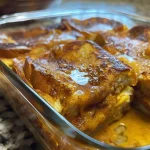 ['Close-up of a slice of High-Protein Pumpkin French Toast Casserole with a golden-brown crust.', 'Side view of a delicious High-Protein Pumpkin French Toast Casserole topped with cinnamon sugar.', 'Juicy High-Protein Pumpkin French Toast Casserole served on a plate with a side of sausage links.', 'A savory slice of High-Protein Pumpkin French Toast Casserole with creamy Greek yogurt on top.']