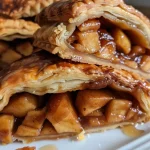 ['Close-up view of a homemade vegan apple pie with a golden crust.', 'Side view of a freshly baked vegan apple pie, showcasing its flaky pastry and filling.', 'A delicious-looking homemade vegan apple pie, cut to reveal the apple filling.', 'Juicy vegan apple pie displayed on a plate, highlighting its crispy outer layer.']