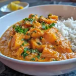 ['Close-up view of vibrant Indian Pumpkin Curry with diced pumpkin and spices.', 'Side view of a bowl of Indian Pumpkin Curry showcasing its creamy texture and garnished with cilantro.', 'Juicy Indian Pumpkin Curry highlighted with coconut milk and spices presented in a rustic bowl.', 'Textured close-up of Indian Pumpkin Curry featuring diced pumpkin, herbs, and spices.']