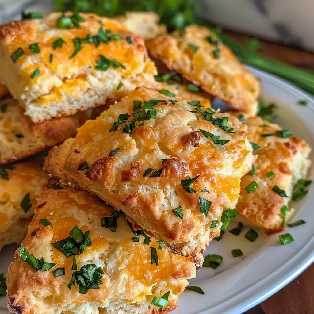 ['Close-up of golden-brown Irish Cheddar and Herb Scones with a flaky texture.', 'Side view of freshly baked Irish Cheddar scones showcasing herbs and cheese.', 'Appetizing Irish Cheddar and Herb Scones displayed on a wooden board, highlighting their crust.', 'Delicious Irish Cheddar scones with visible herbs and melted cheese on top.']