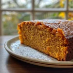 ['Close-up of a moist Italian Squash Cake with a textured surface.', 'Side view of a homemade Italian Squash Cake, showcasing its fluffy layers.', 'Detailed shot of golden-brown Italian Squash Cake topped with powdered sugar.', 'A slice of Italian Squash Cake revealing its rich, moist interior.']