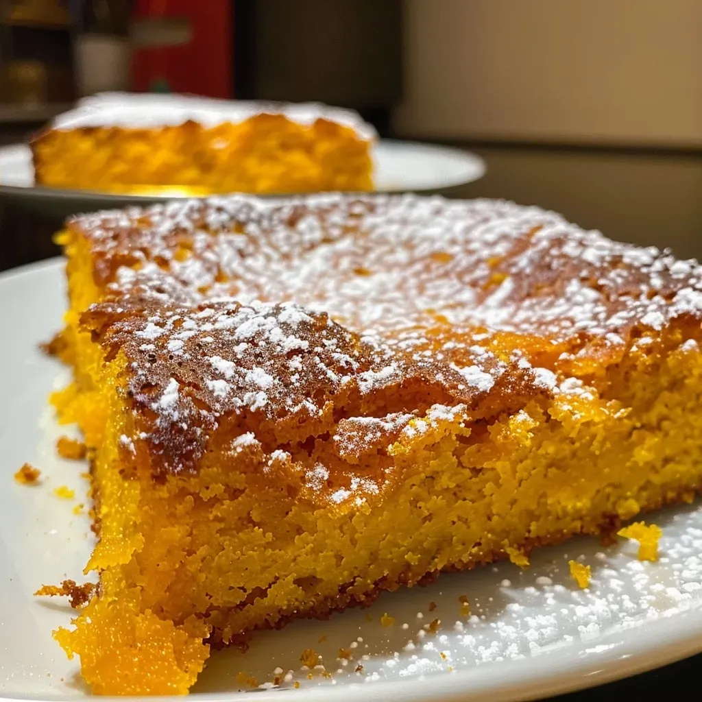 Close-up of a moist Italian Squash Cake with a textured surface.