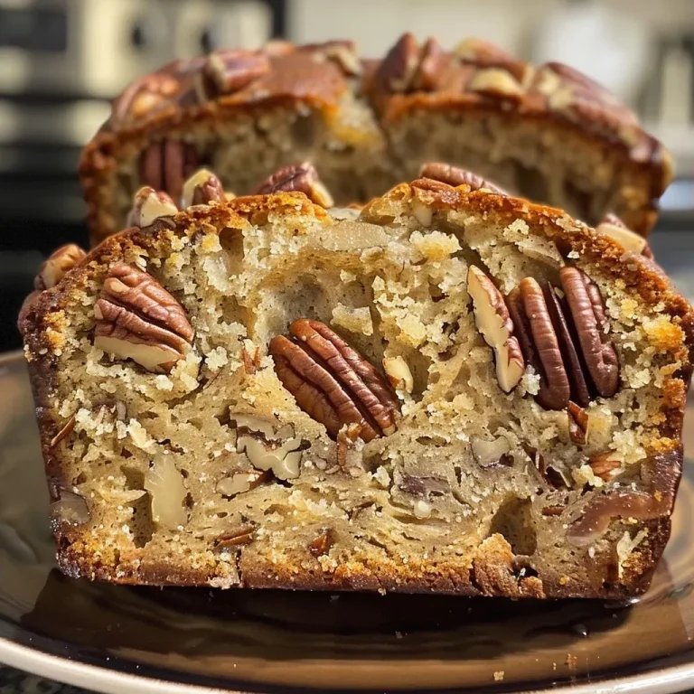 ['Close-up of a slice of golden-brown Pecan Bread with visible chunks of pecans.', 'Side view of freshly baked Pecan Bread showcasing its soft texture and nutty inclusions.', 'Juicy Pecan Bread displayed with a rich, buttery crust and scattered pecan pieces.', 'Delicious slice of Pecan Bread highlighting its moist interior and toasted pecans.']
