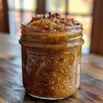 ['Close-up shot of creamy pecan pumpkin butter in a jar.', 'Side view of pecan pumpkin butter showcasing its rich texture.', 'Delicious pecan pumpkin butter spread on a wooden spoon.', 'Vivid image of pecan pumpkin butter highlighting its ingredients.']